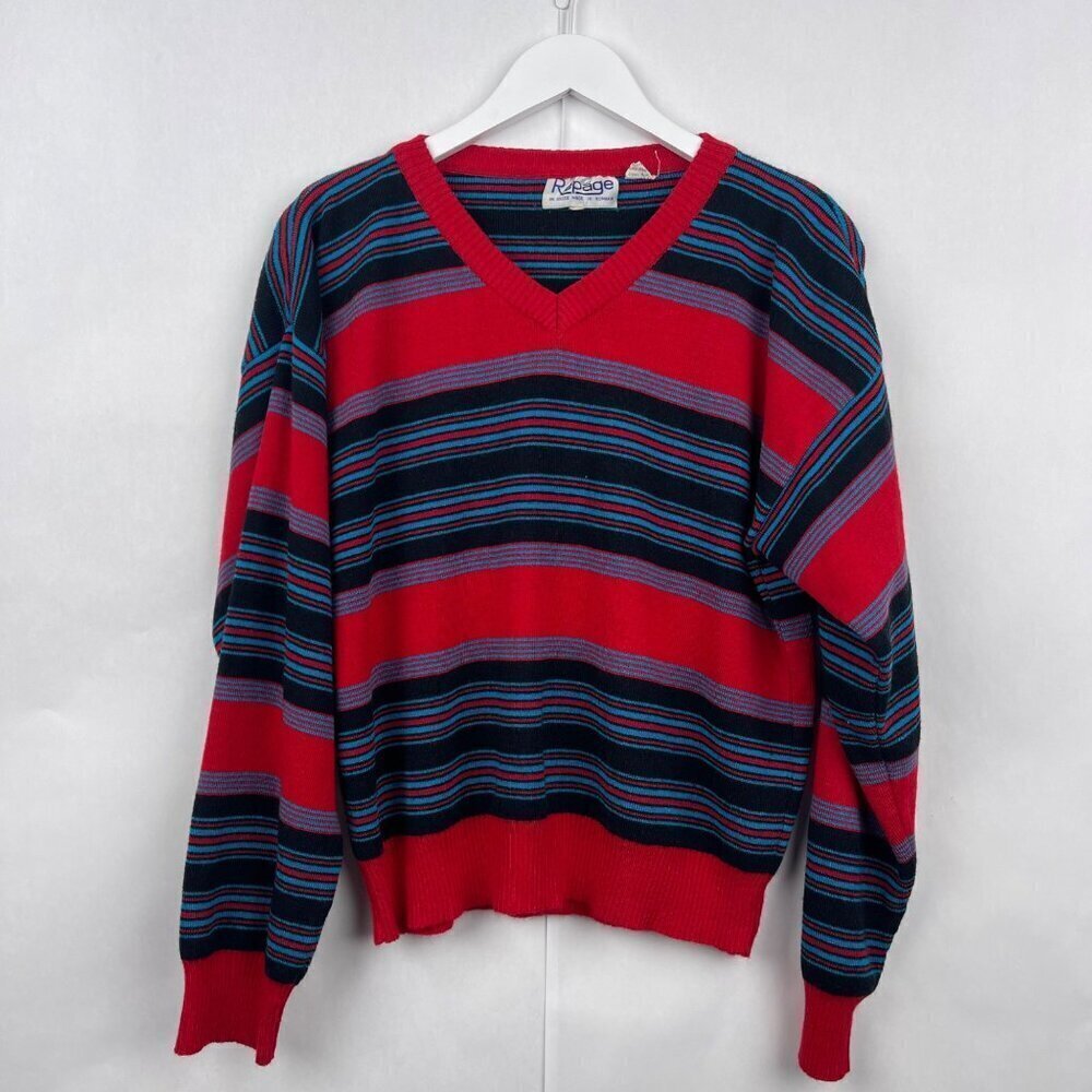 Repage Vintage Striped V Neck Long Sleeve Sweater Size Medium
